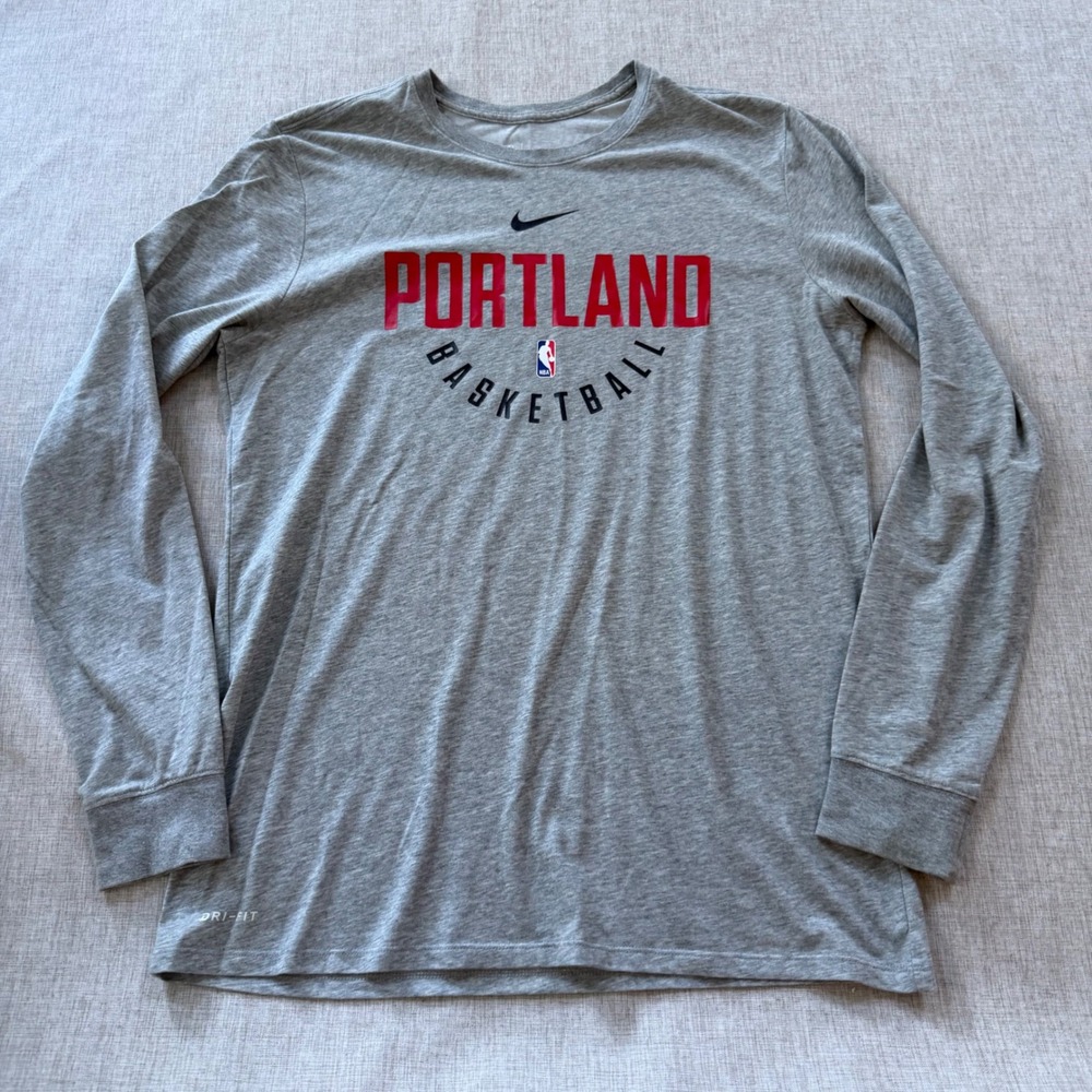 Nike Portland Trail Blazers Tee Men's Large NBA Long Sleeve Dri-FIT Graphic